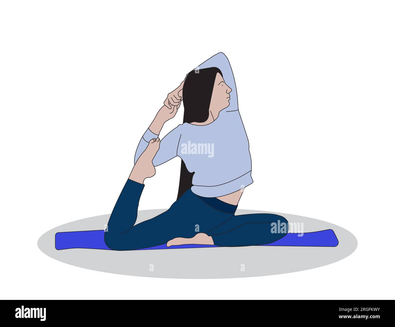 Yoga meditation, Colorful Line Art illustration Stock Vector
