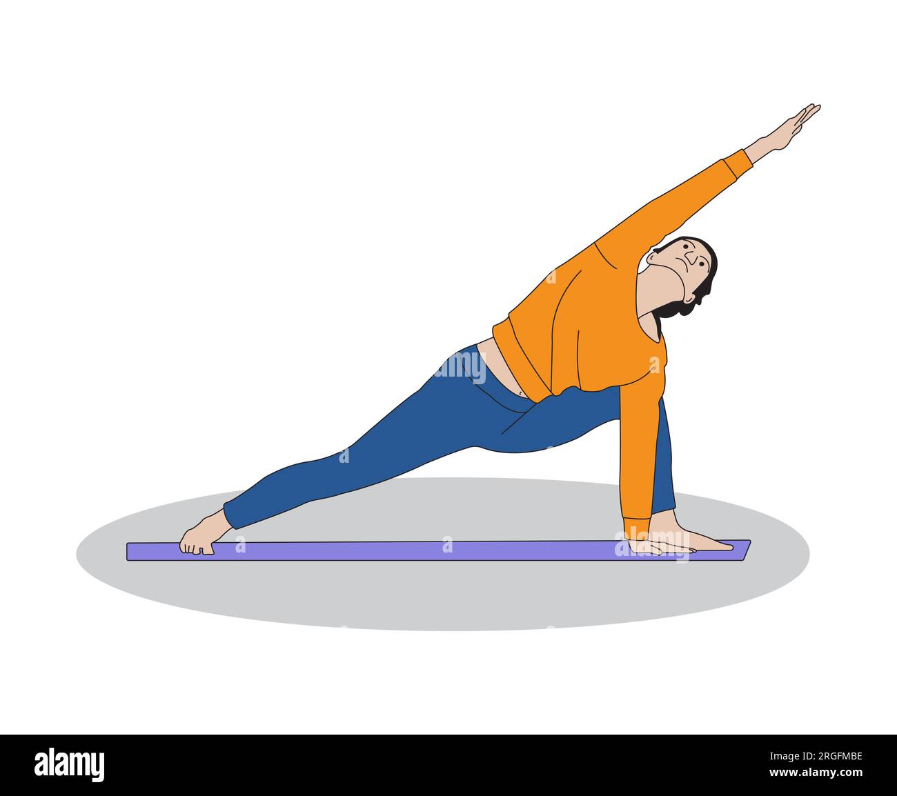 Yoga meditation, Colorful Line Art illustration Stock Vector