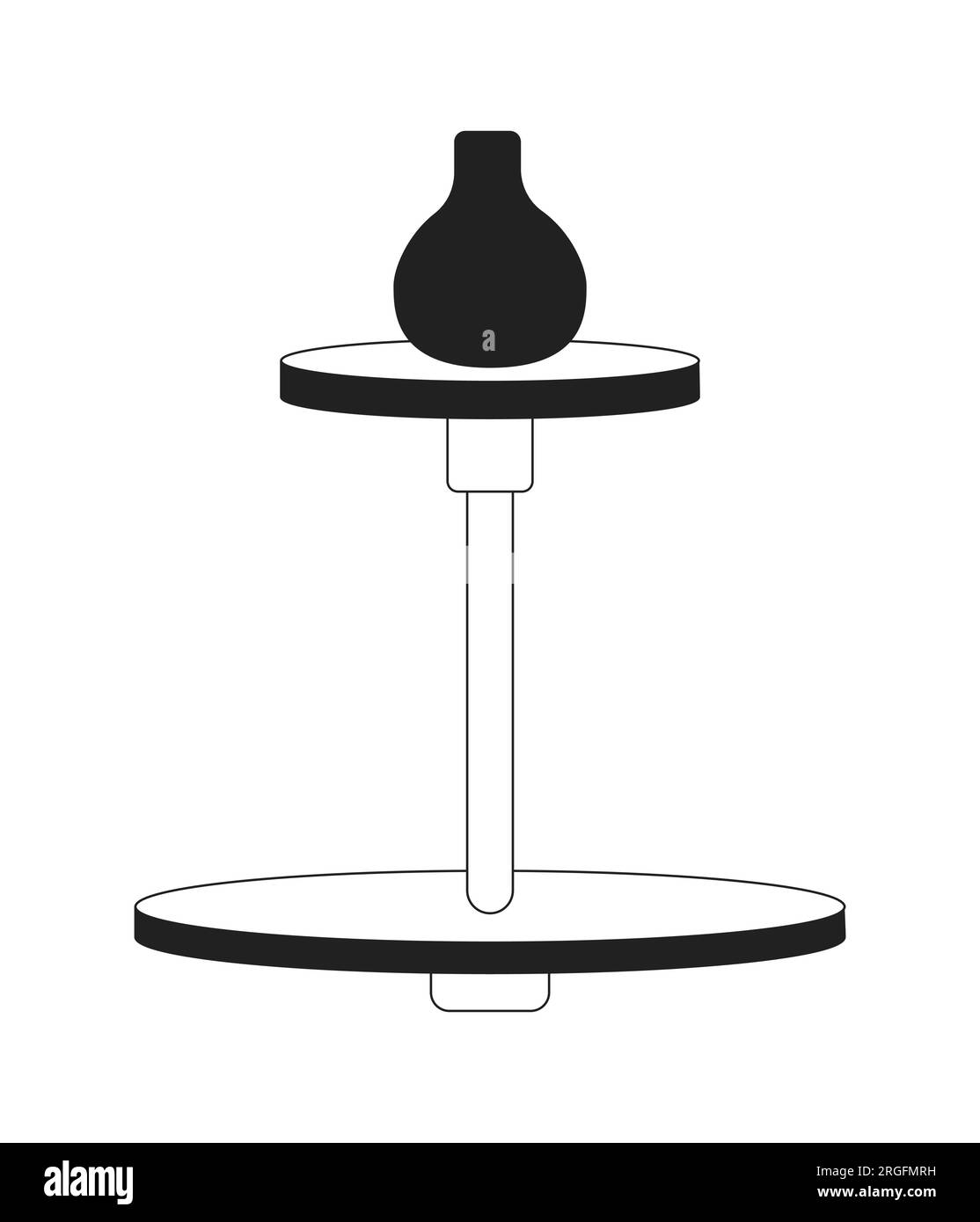 Ceramic vase on pottery wheel monochrome flat vector object Stock