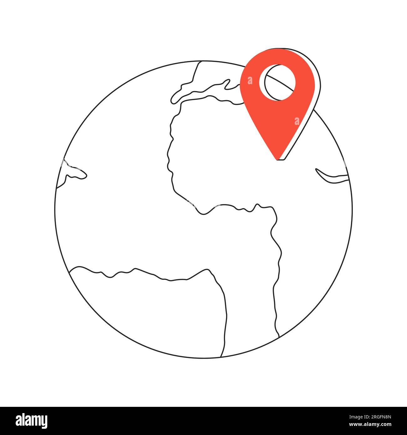 Navigator pin on globe monochrome flat vector object Stock Vector