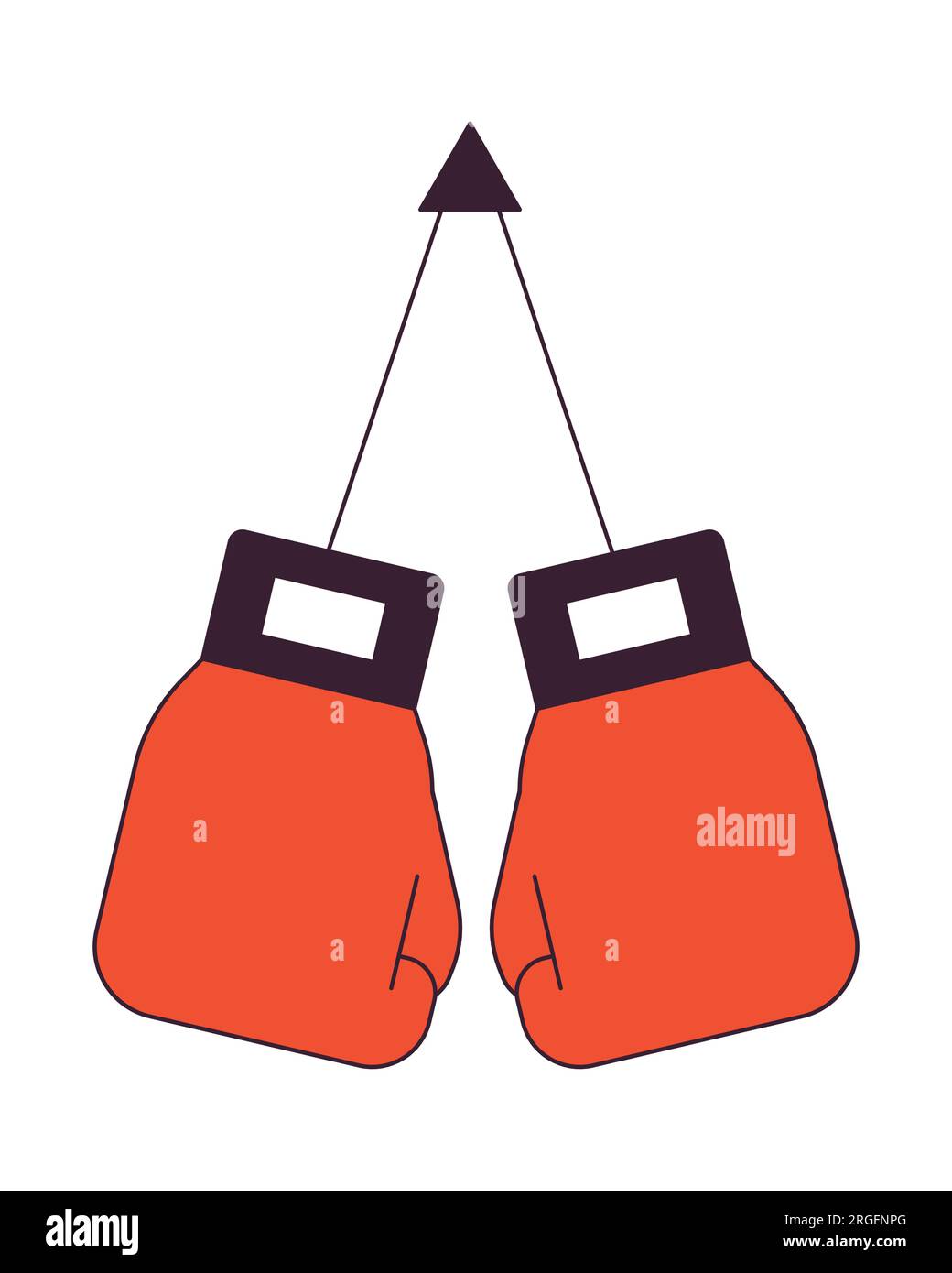 Hanging boxing gloves flat line color isolated vector object Stock