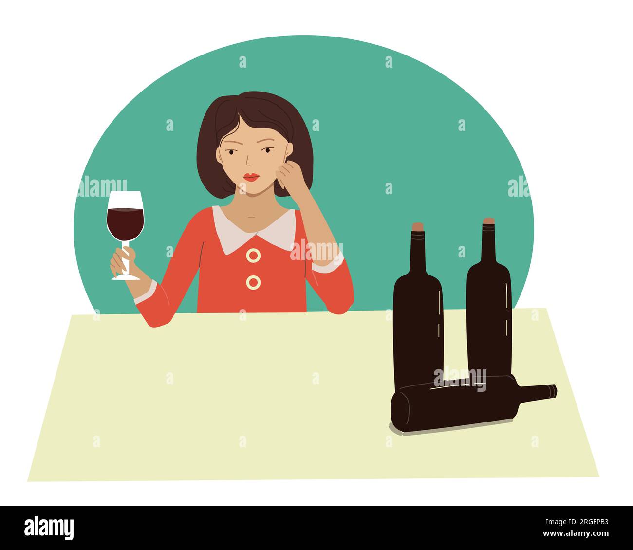 Lady holding glass of wine Stock Vector Images - Alamy