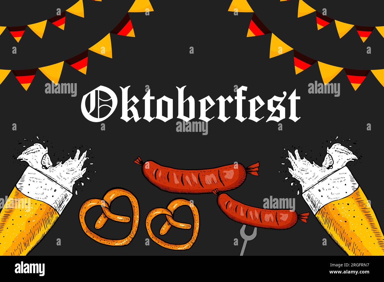 hand drawn Oktoberfest festival background illustration Stock Vector ...