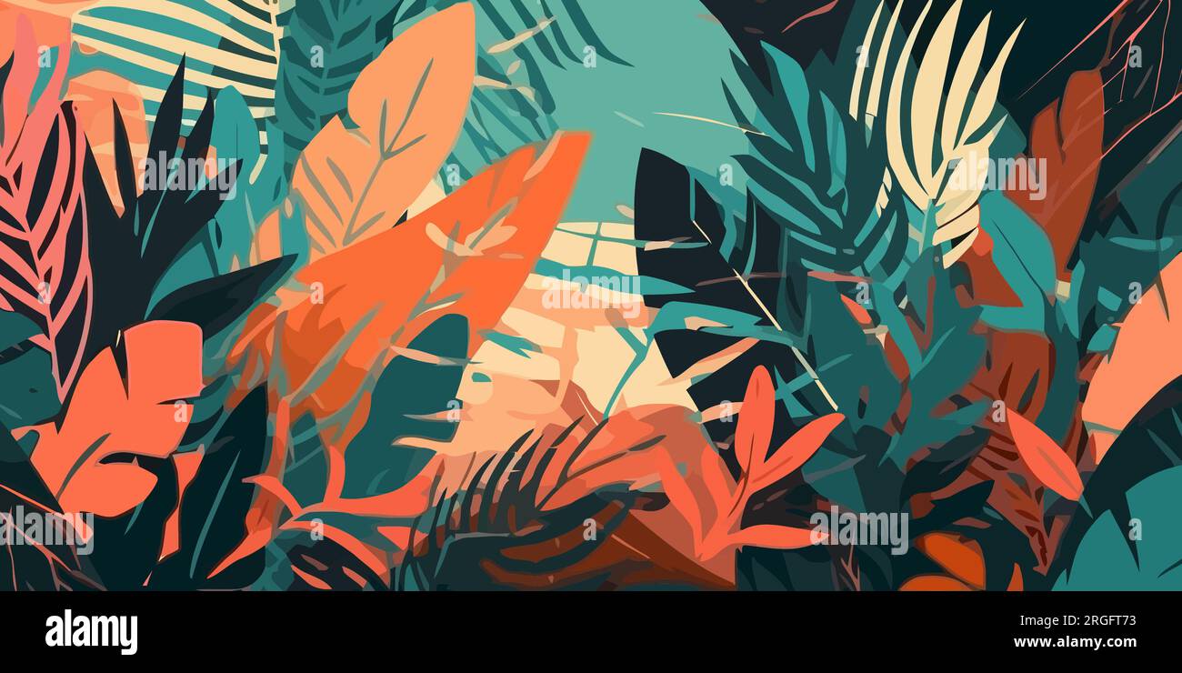 Creative background made of tropical leaves. Jungle plants. Tropical ...