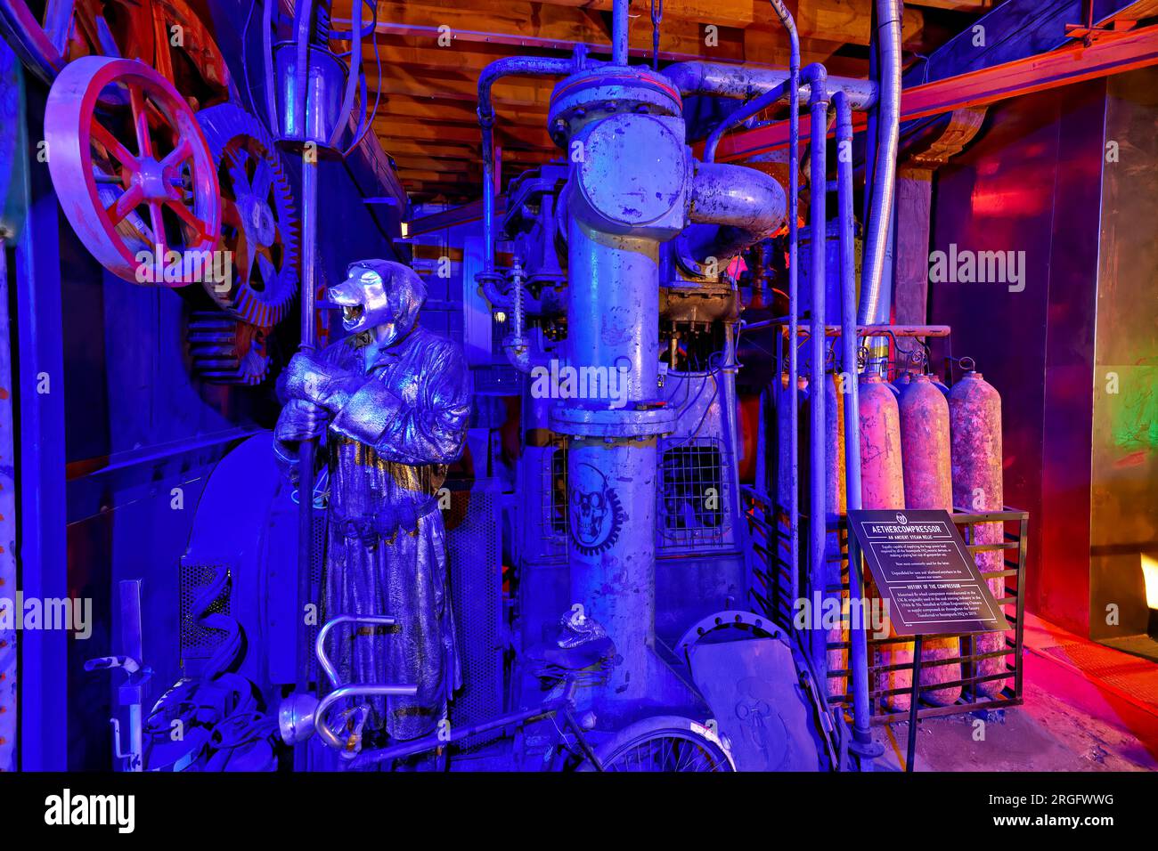 Oamaru New Zealand. Steampunk HQ Art gallery. The aethercompressor Stock Photo