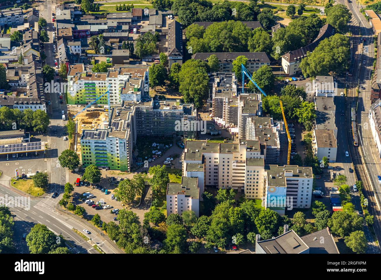Luftbild, Baustelle Hochhaussiedlung Heerstraße am Marientor ...