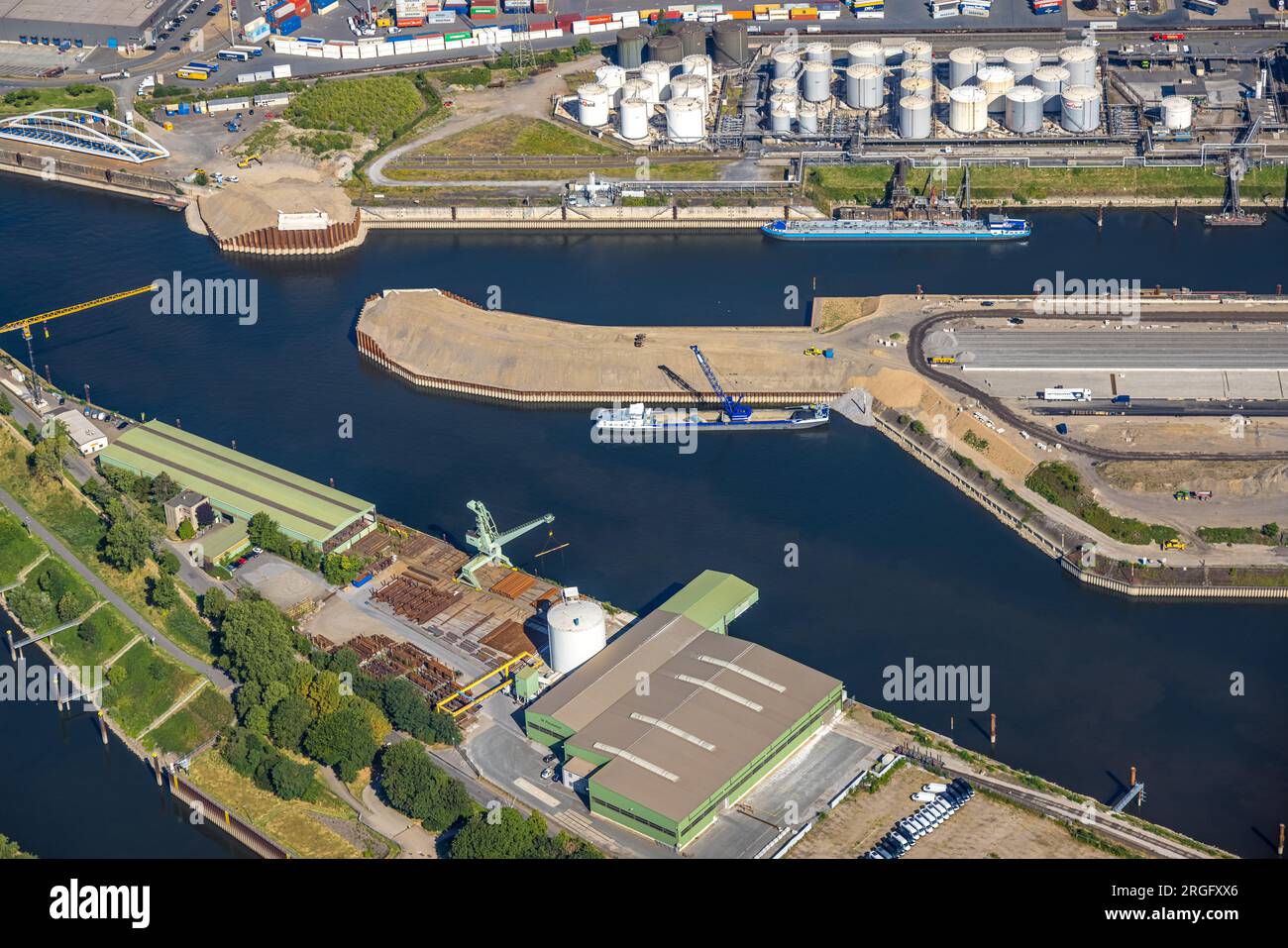 Luftbild, Duisburger Hafen, Kohleninsel, Ruhrort, Duisburg, Ruhrgebiet, Nordrhein-Westfalen, Deutschland Stock Photo