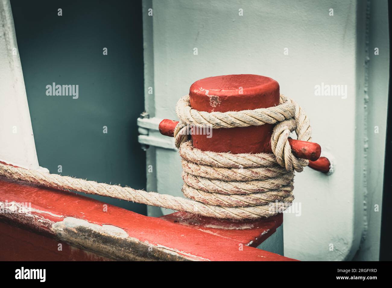 Winch on an old sail boat Stock Photo