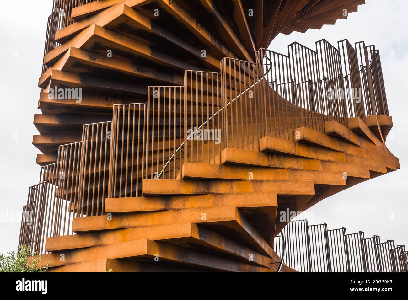 Rusty coiled steel steps of the Marsh Tower in South Denmark Stock Photo