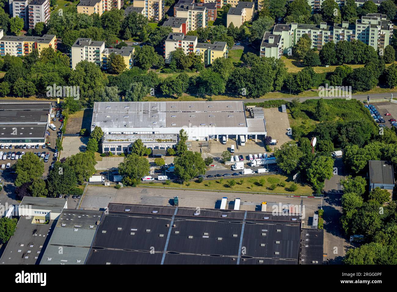 Luftbild, Straßenverkehrsamt - Fahrerlaubnisbehörde, Neumühl, Duisburg, Ruhrgebiet, Nordrhein-Westfalen, Deutschland Stock Photo