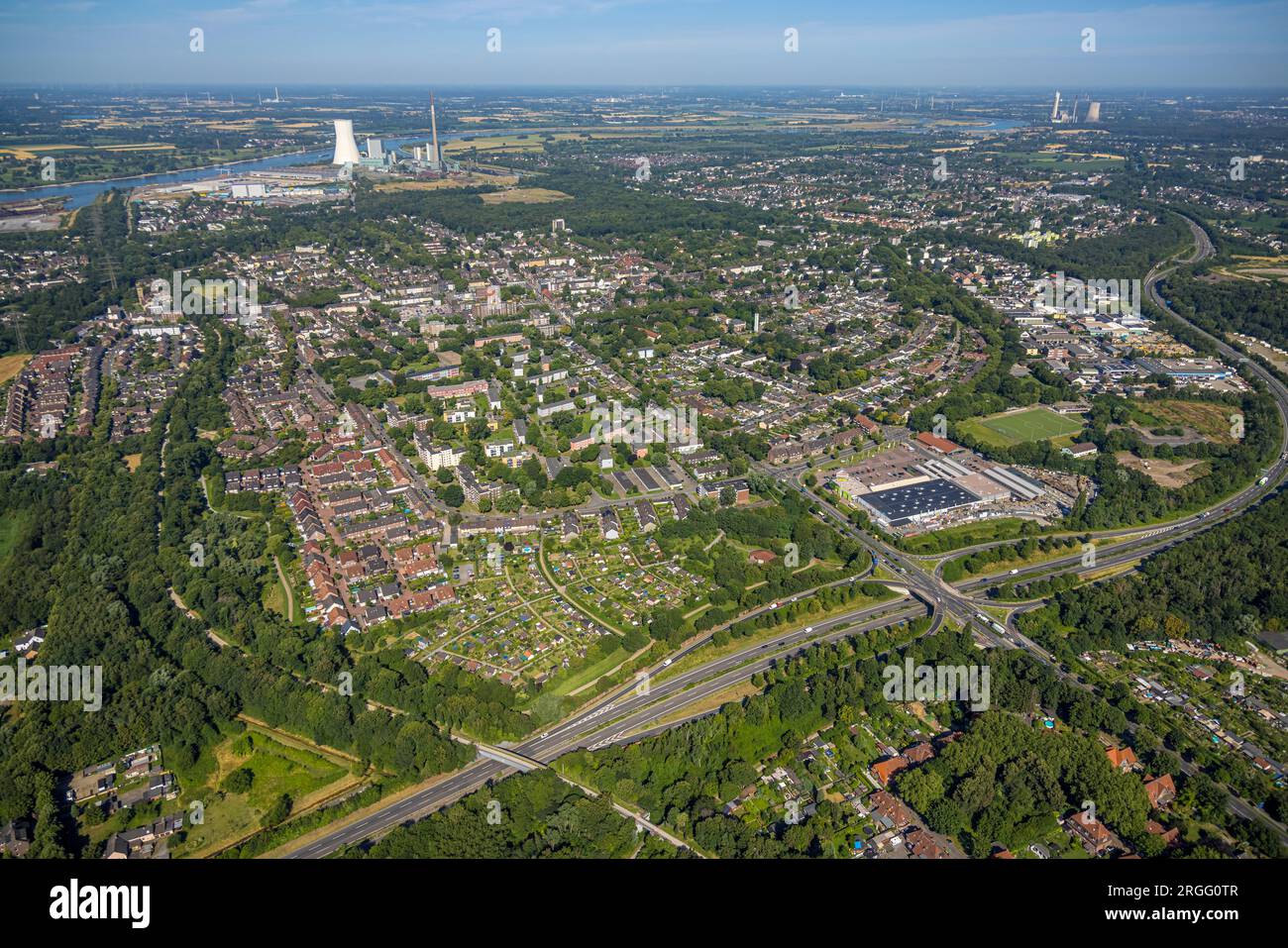 Luftbild, Ortsansicht mit Kleingartenverein Sonnenschein, Aldenrade, Duisburg, Ruhrgebiet, Nordrhein-Westfalen, Deutschland Stock Photo