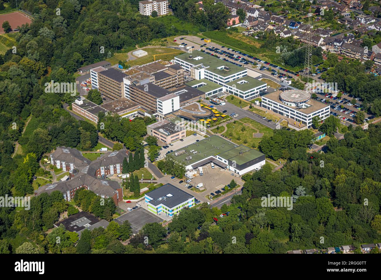 Luftbild, Evang. Krankenhaus Duisburg-Nord, Röttgersbach, Duisburg, Ruhrgebiet, Nordrhein-Westfalen, Deutschland Stock Photo