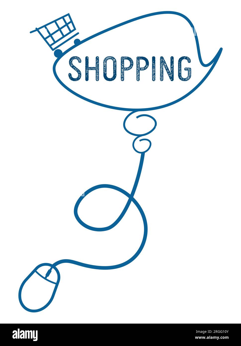 Shopping Computer Mouse Blue Shopping Cart Text Bubble Stock Photo