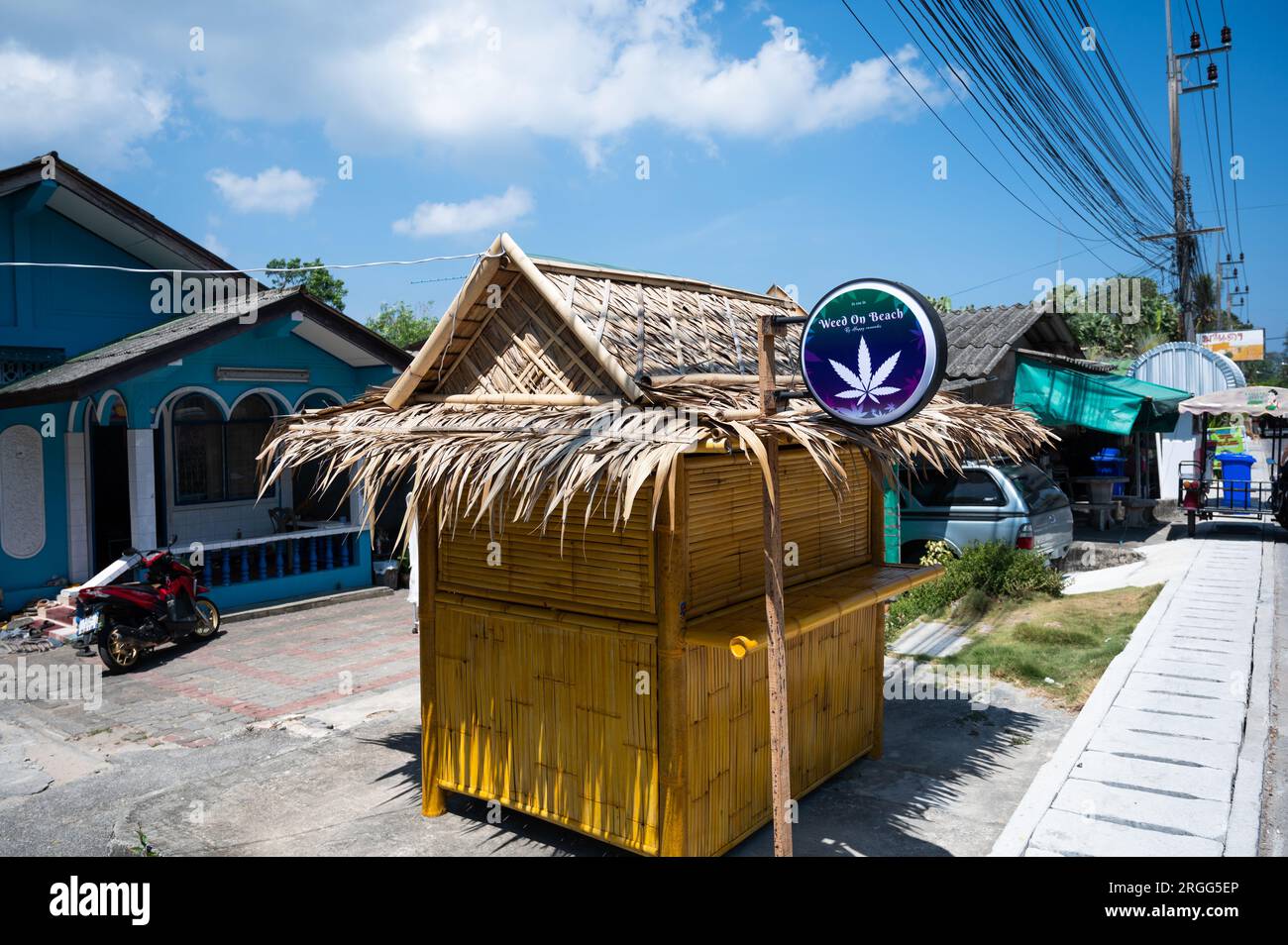 Weed shack in Phuket beach, Thailand Stock Photo