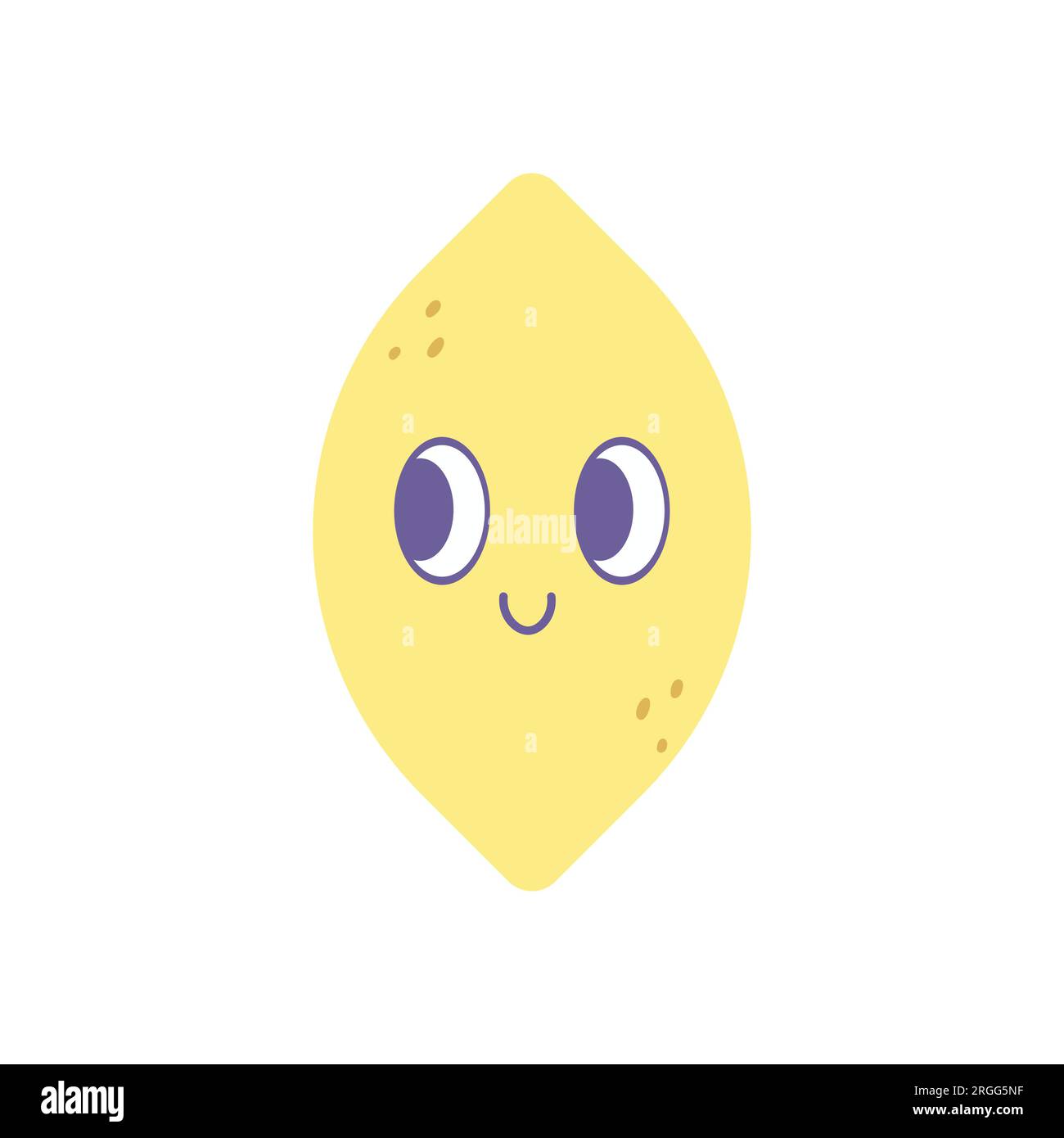 Groovy lemon with eyes. Vector illustration flat on white isolated
