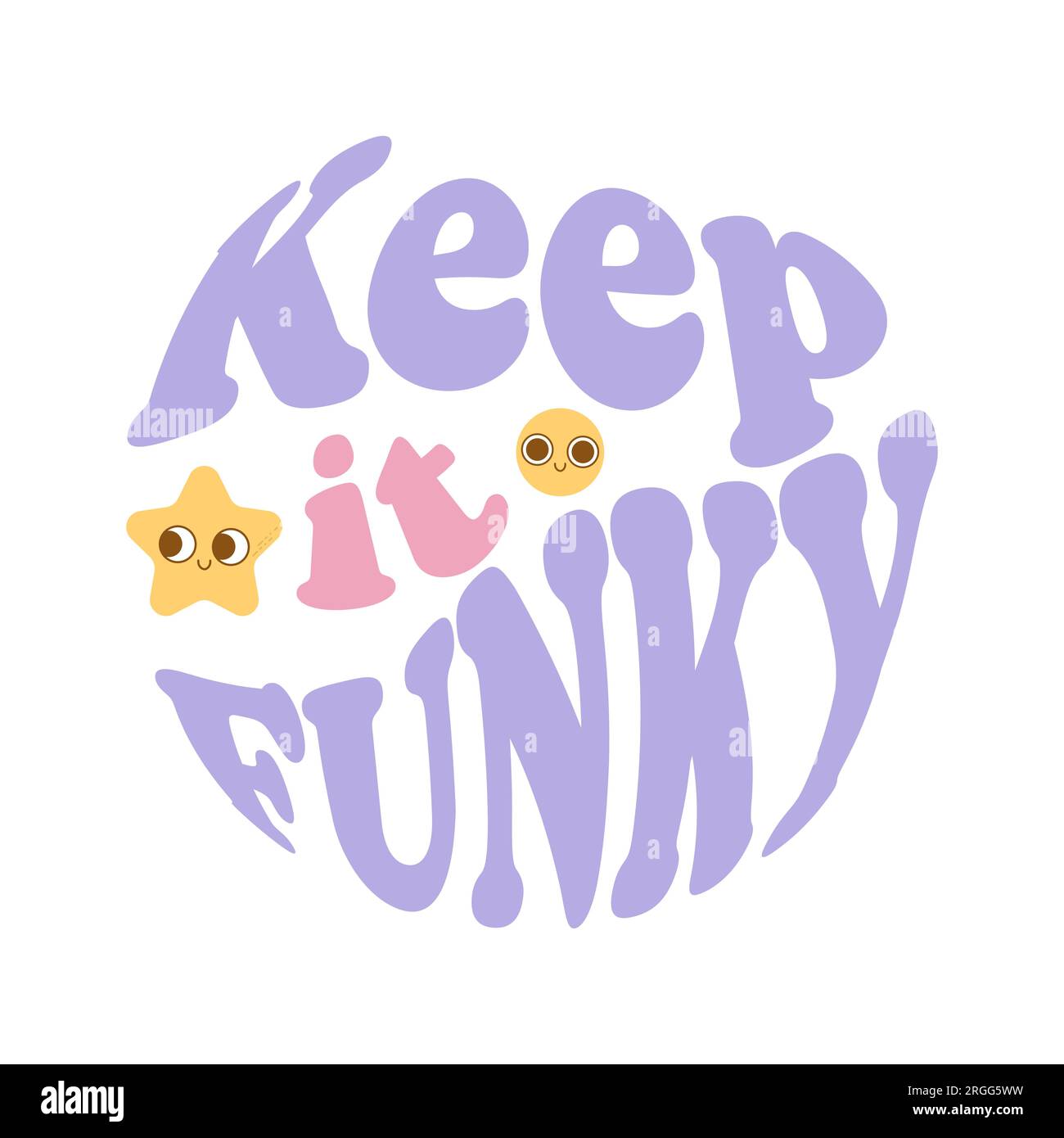 Groovy lettering on keep it funky. Vector illustration flat on white isolated background Stock Vector