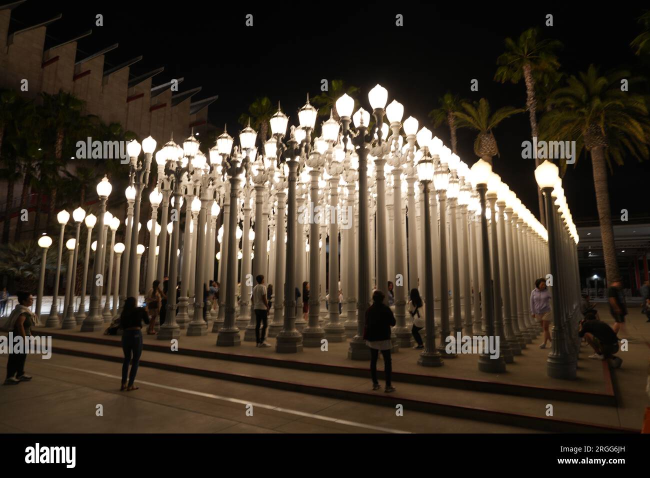 The Urban Light street lamps assemblage sculpture at the entrance to