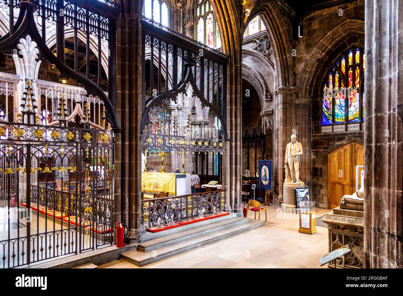 Alter inside of Manchester Cathedral, Manchester, Lancashire, England Stock Photo