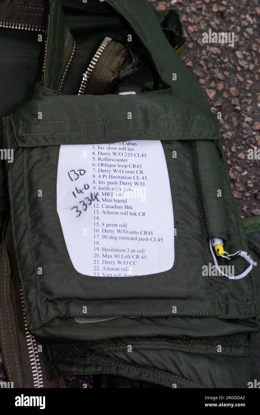Display sequence notes for pilot reference during flight, on flight