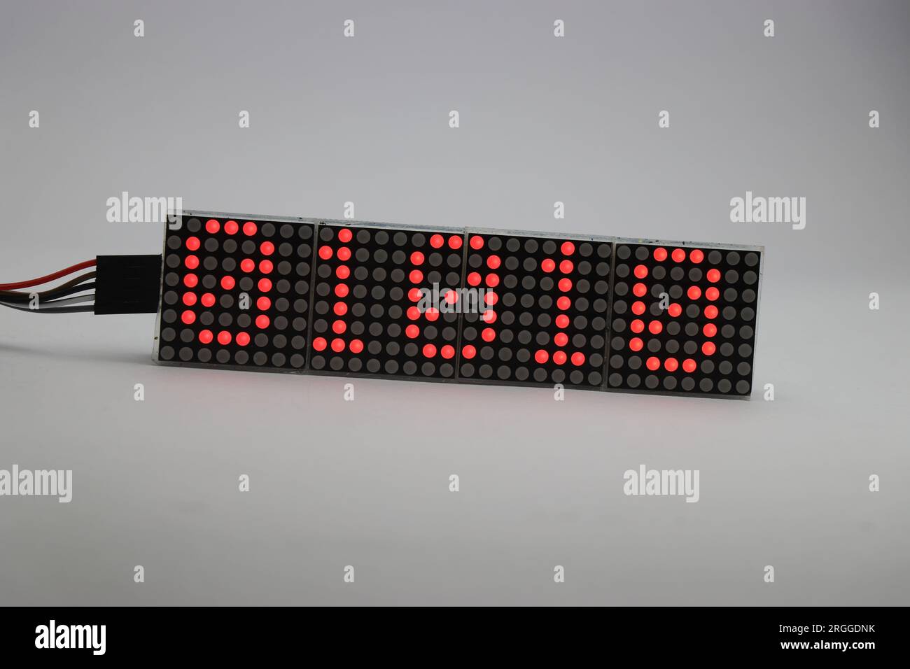 Matrix display board made from red dot LED showing some numbers. Binary ...