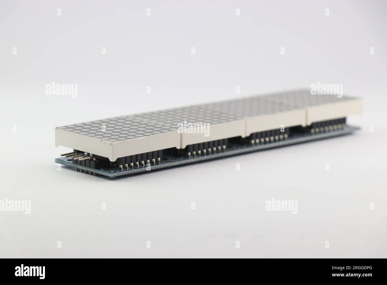 View of LED matrix display board module isolated on white background