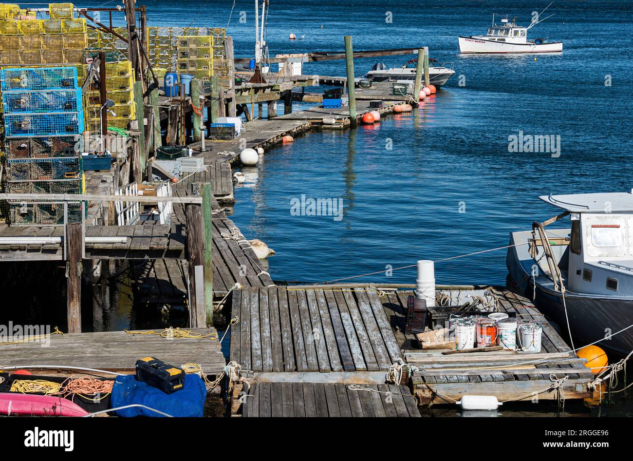 Commercial fishing dock with lobster traps Stock Photo Alamy