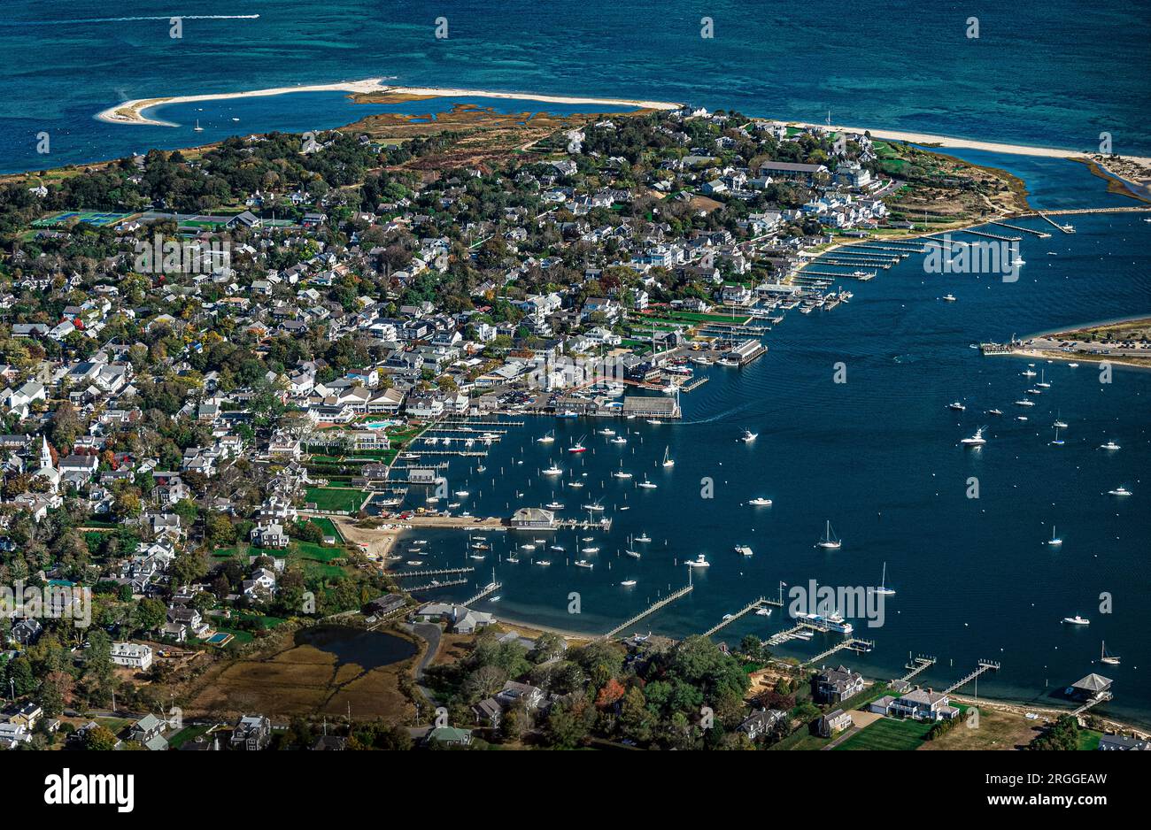 Aerial view of charming Edgartown harbor Stock Photo - Alamy