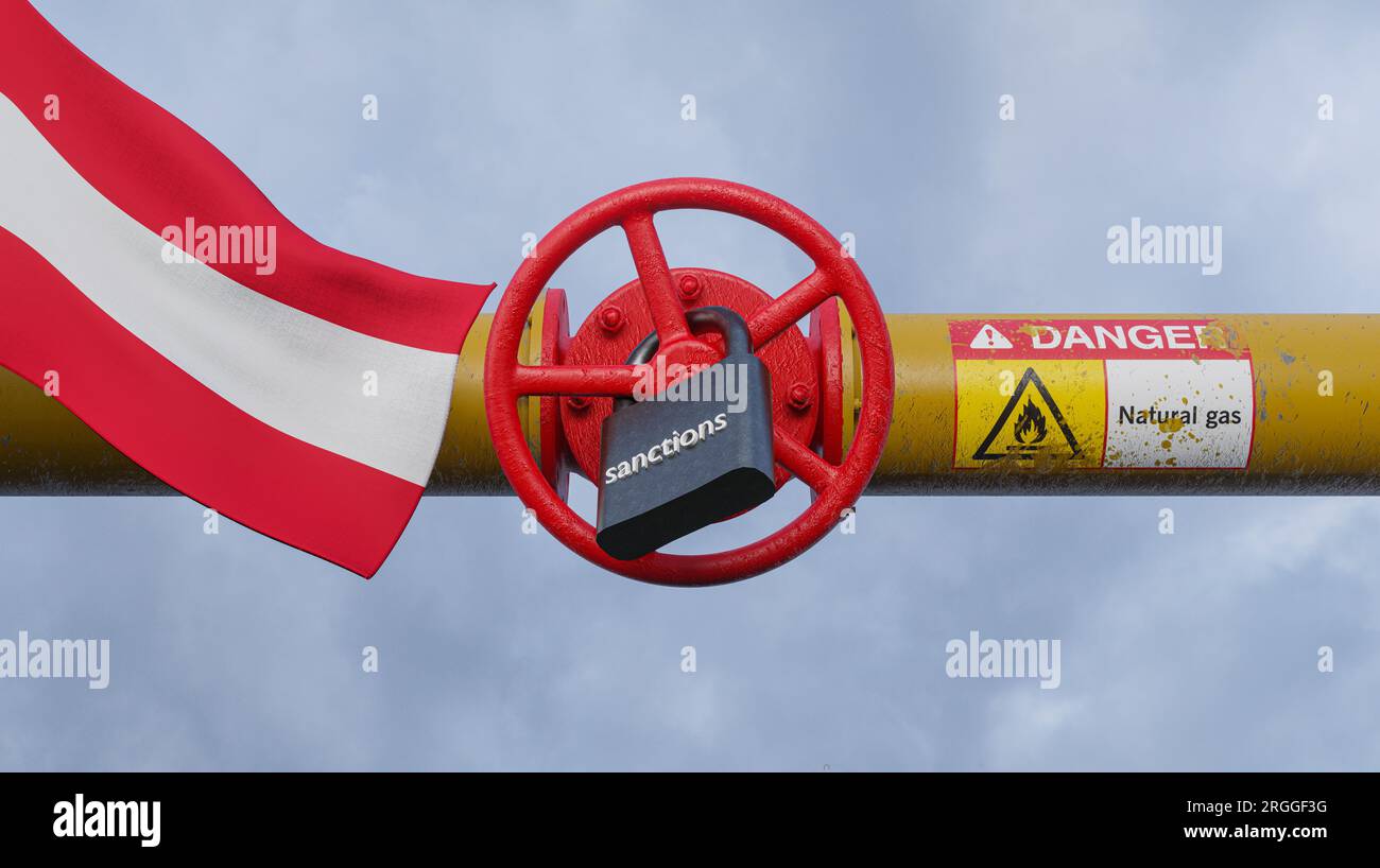 Austria gas pipe, Gas sanctions, Gas pipe closure, Sanctions concept