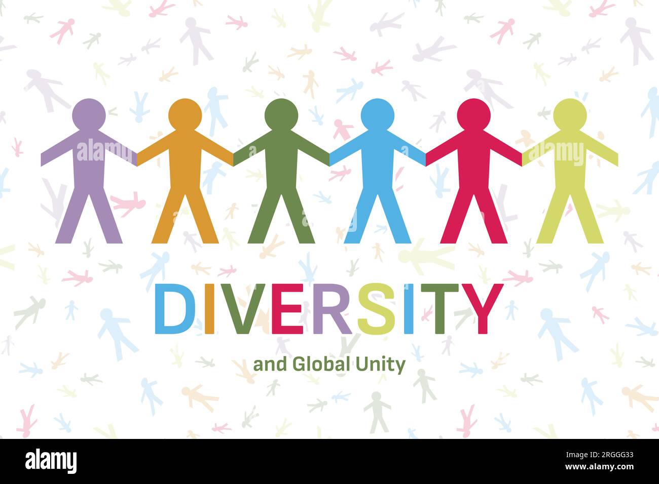 Concept of diverse culture and multi-ethnic multiracial people. Diverse society and ethnicity holding hands and working together. Diversity and equity Stock Photo
