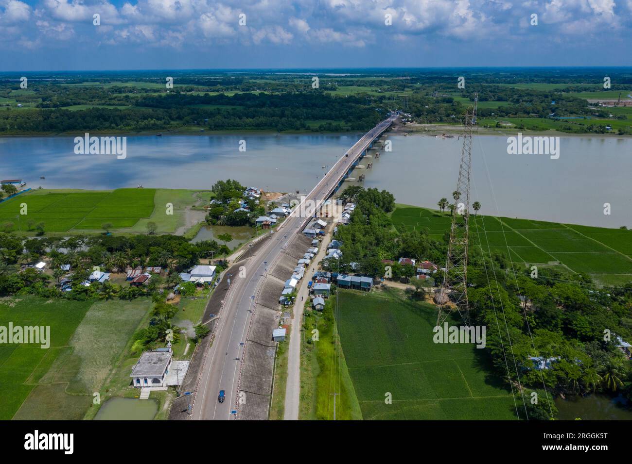 Aerial view of the Sheikh Jamal Bridge at the Hajipur-old Mahipur point ...