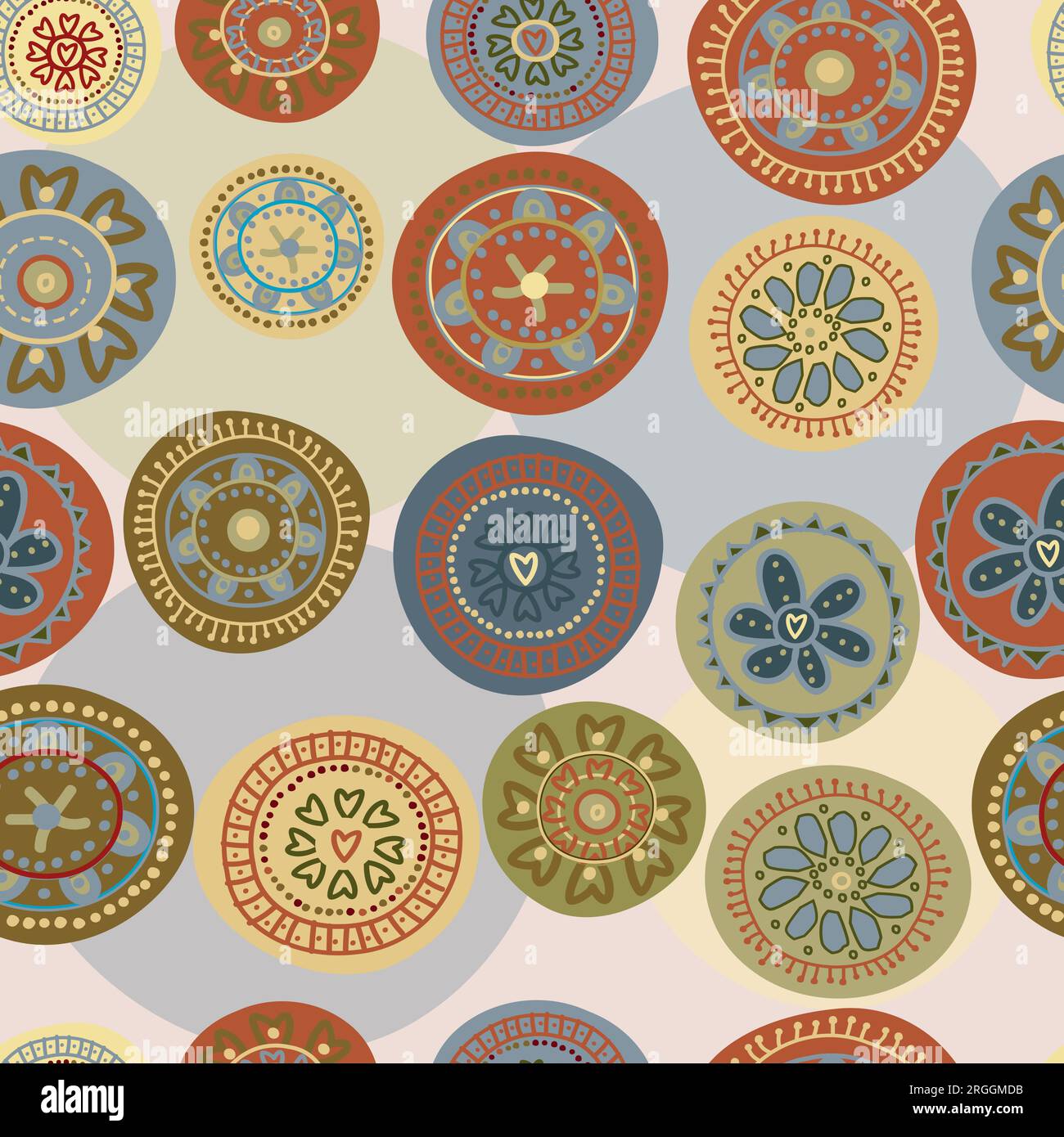 Floral seamless pattern with doodle round flowers Stock Vector