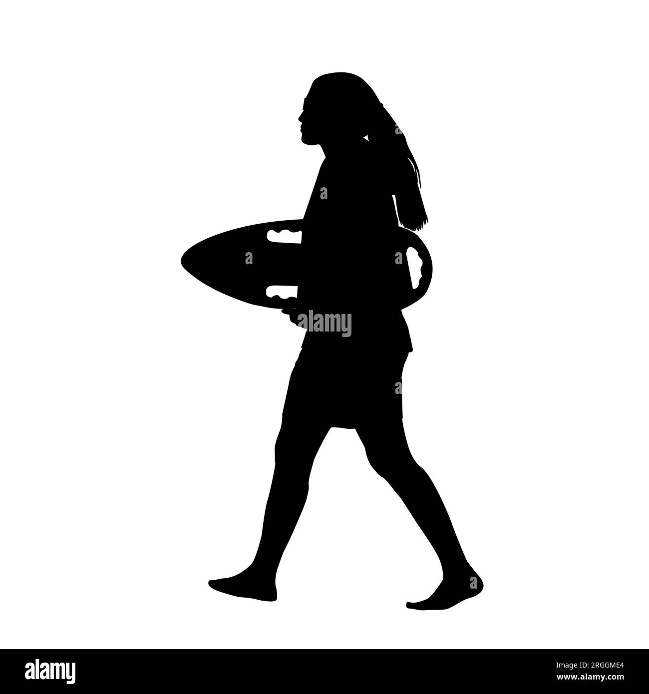 Silhouette of lifeguard woman isolated on white background Stock Vector