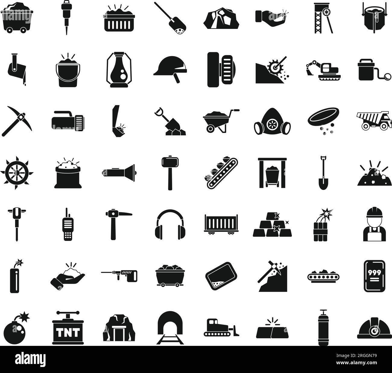 Gold miningicons set simple vector. Mine golden. Coal labor Stock ...