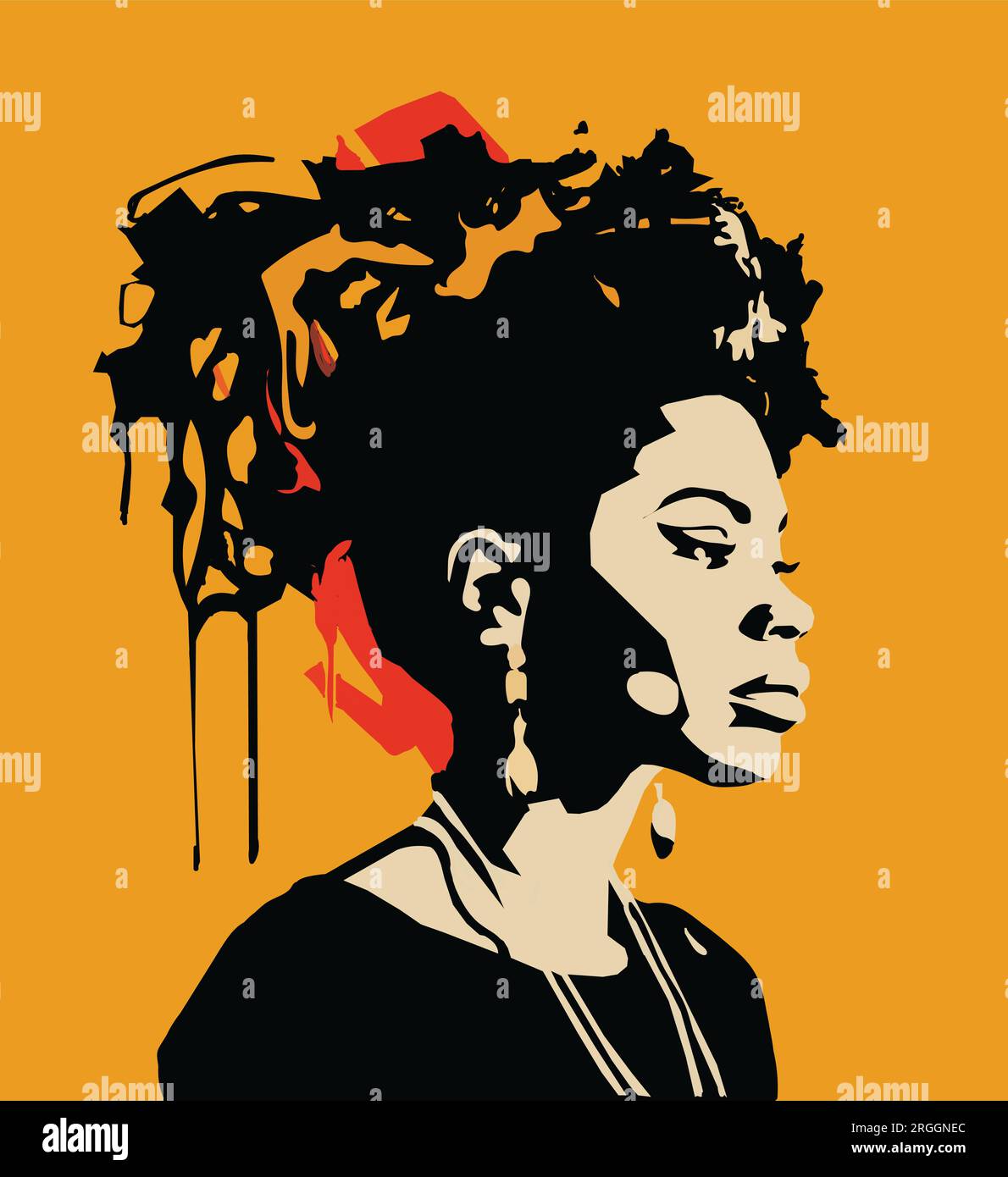 Urban street art style graffiti vector of a black woman with pulled