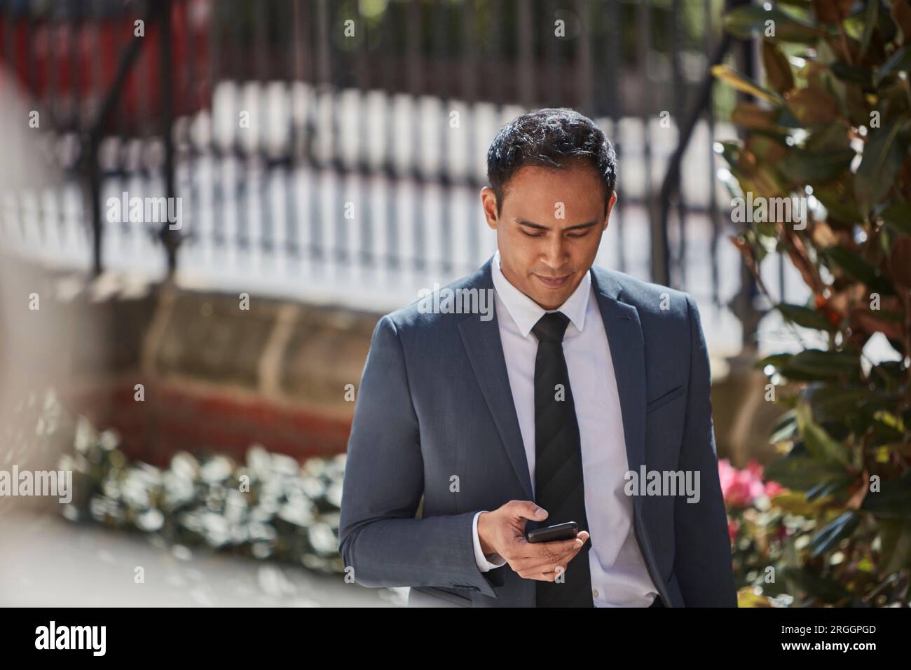 Businessman using smart phone Stock Photo