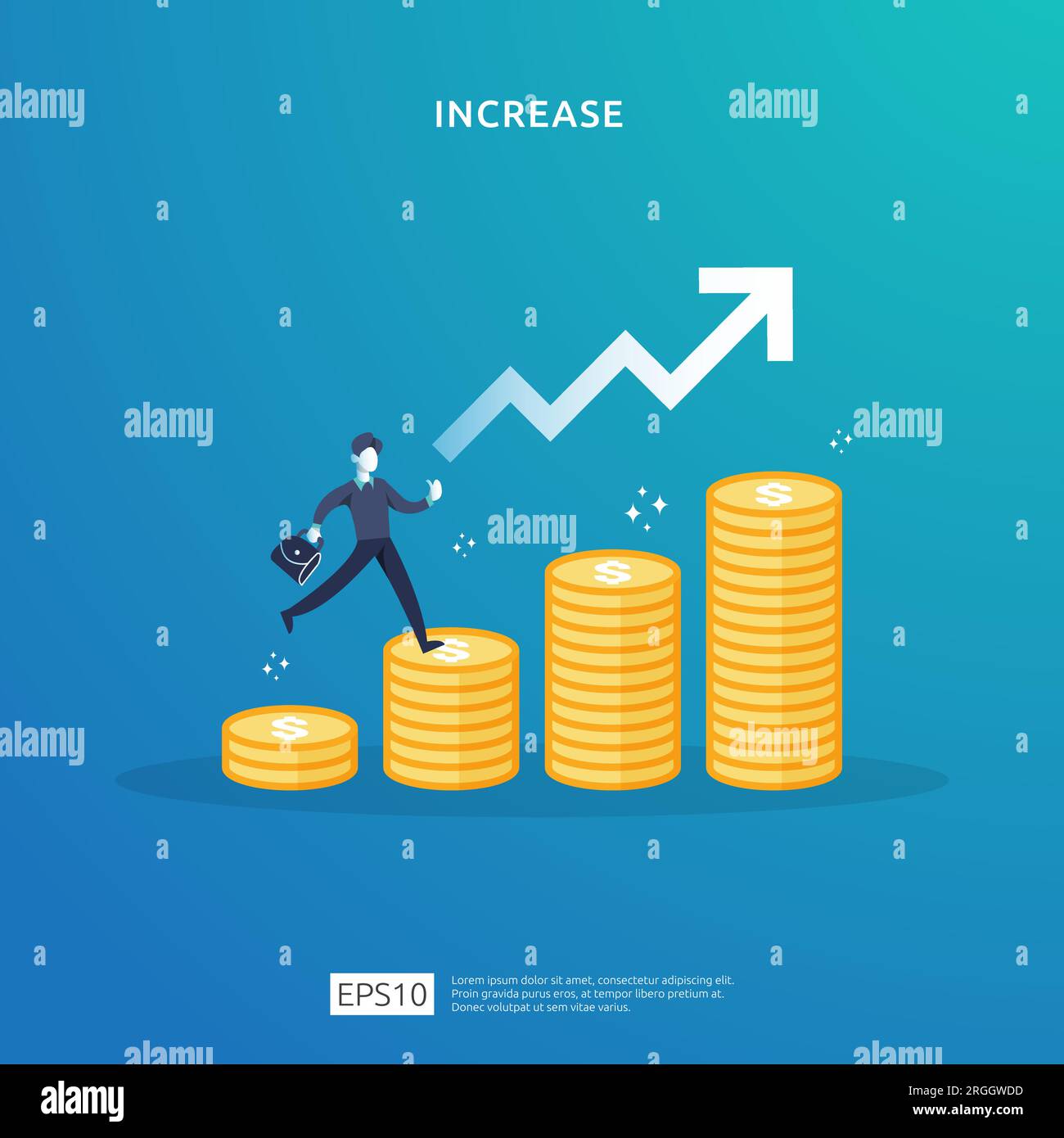 salary rate increase concept illustration with people character and arrow. business