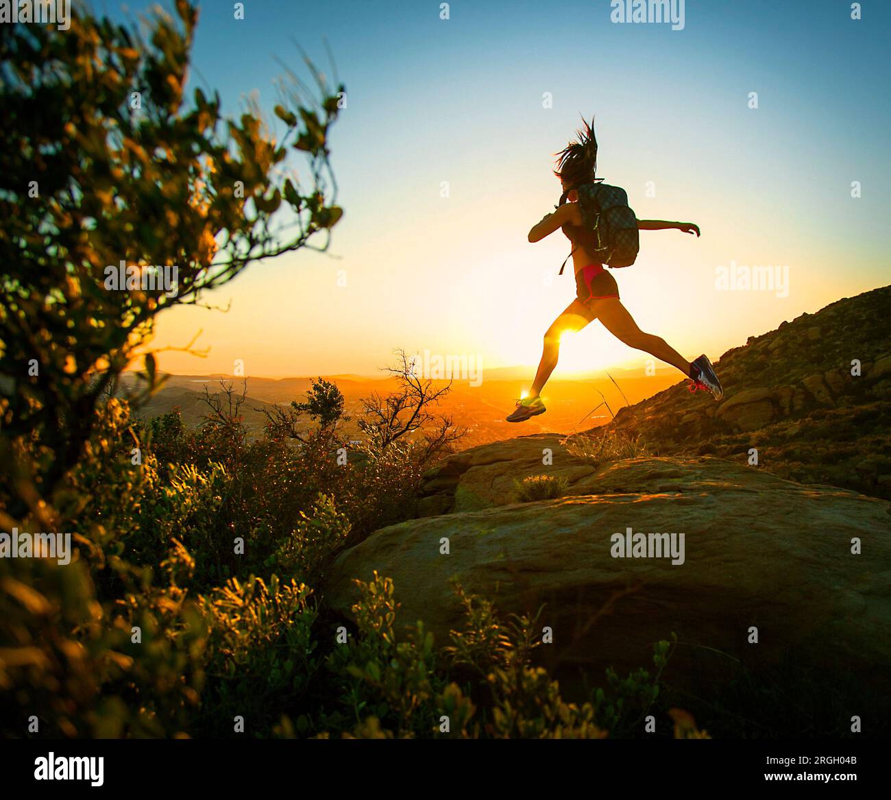 Woman backpack running on hi-res stock photography and images - Alamy