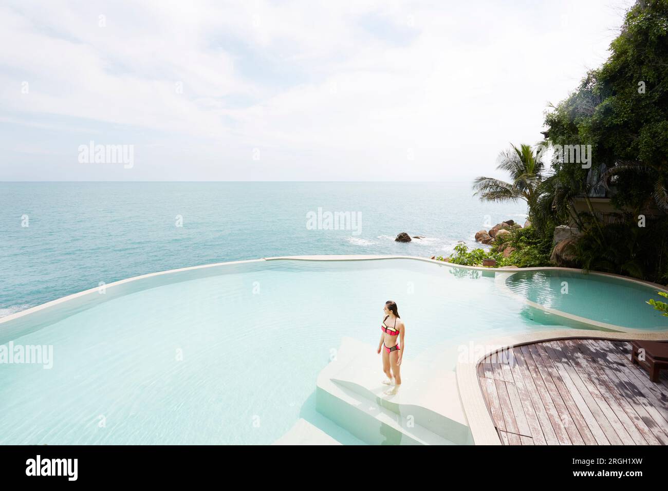 Young woman wearing red bikini in swimming pool Stock Photo - Alamy
