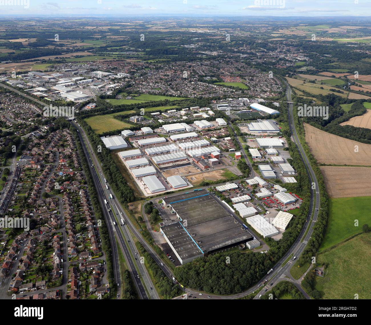 aeril view of Belmont Industrial Estate, Durham, County Durham Stock Photo