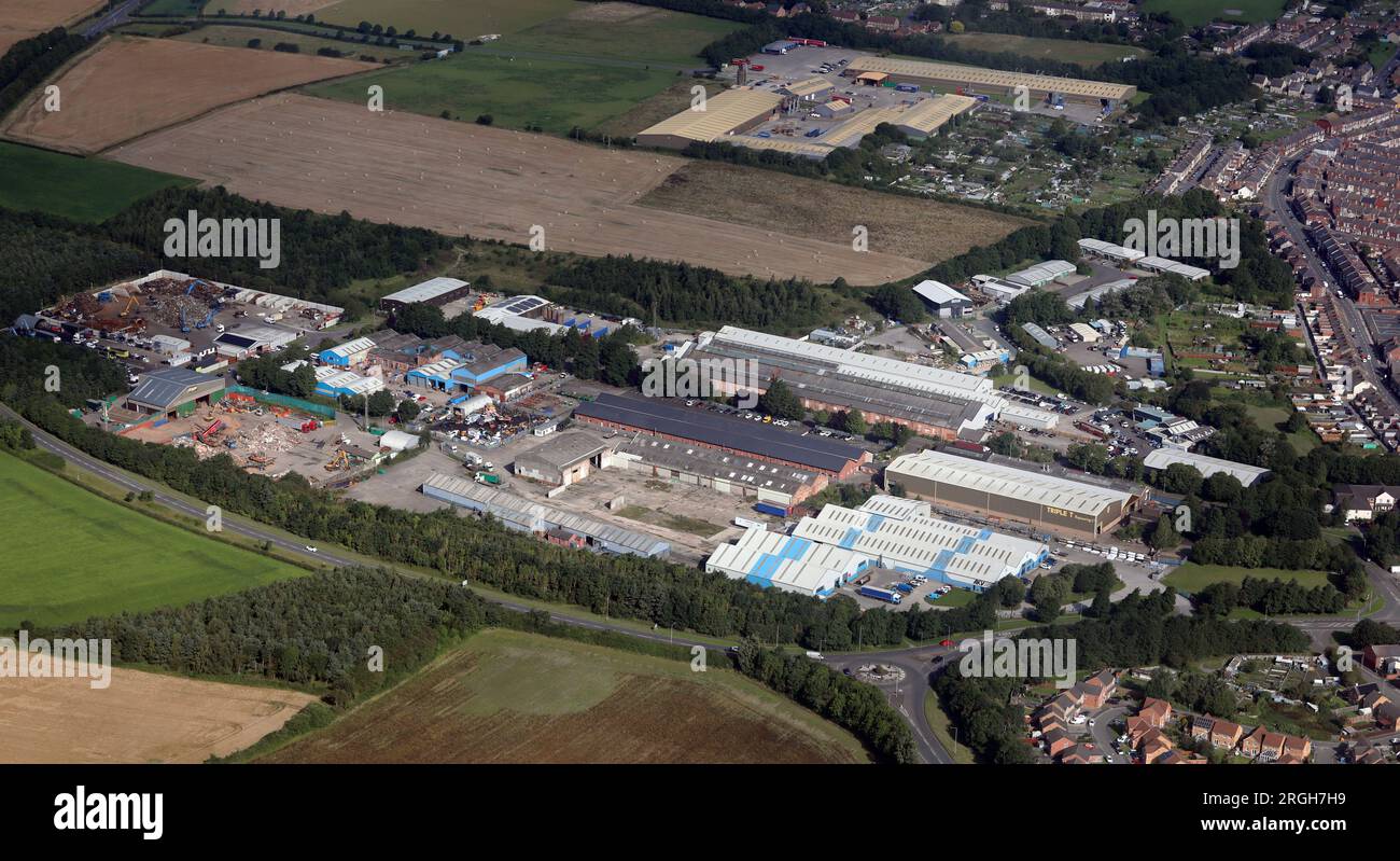 aerial view of Hackworth Industrial Park, Shildon DL4 1HF, County Durham Stock Photo