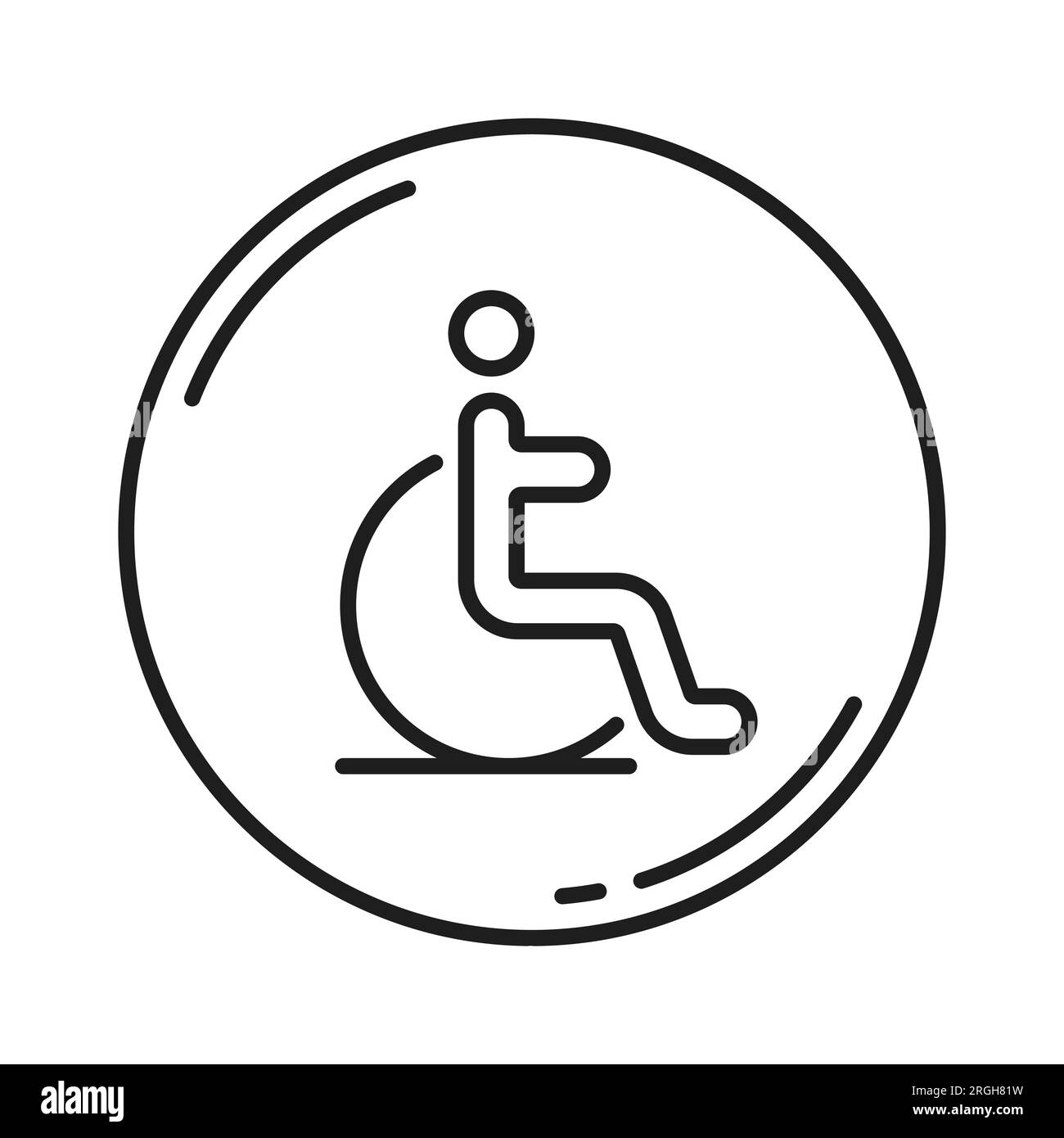 Parking for disabled line icon of car garage service, vector linear sign. Parking slot for disabled, outline pictogram for special need vehicle valet or public garage slot and transport parking zone Stock Vector