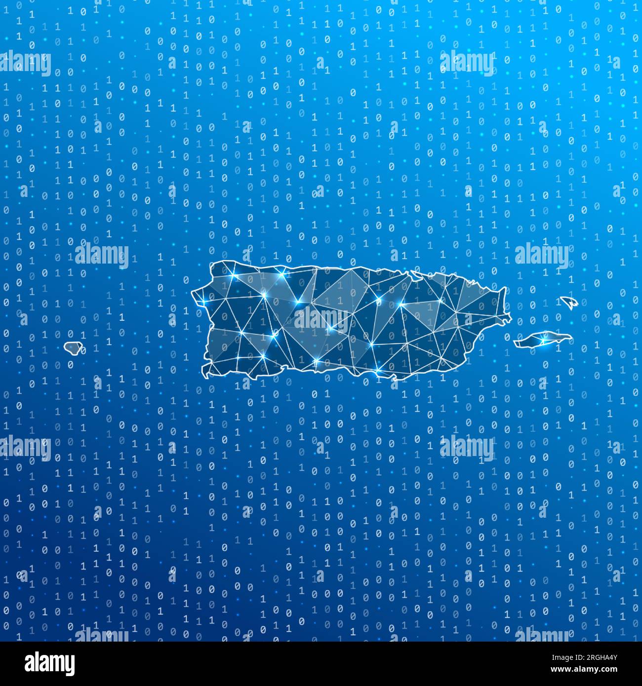 Network map of Puerto Rico. Country digital connections map. Technology, network