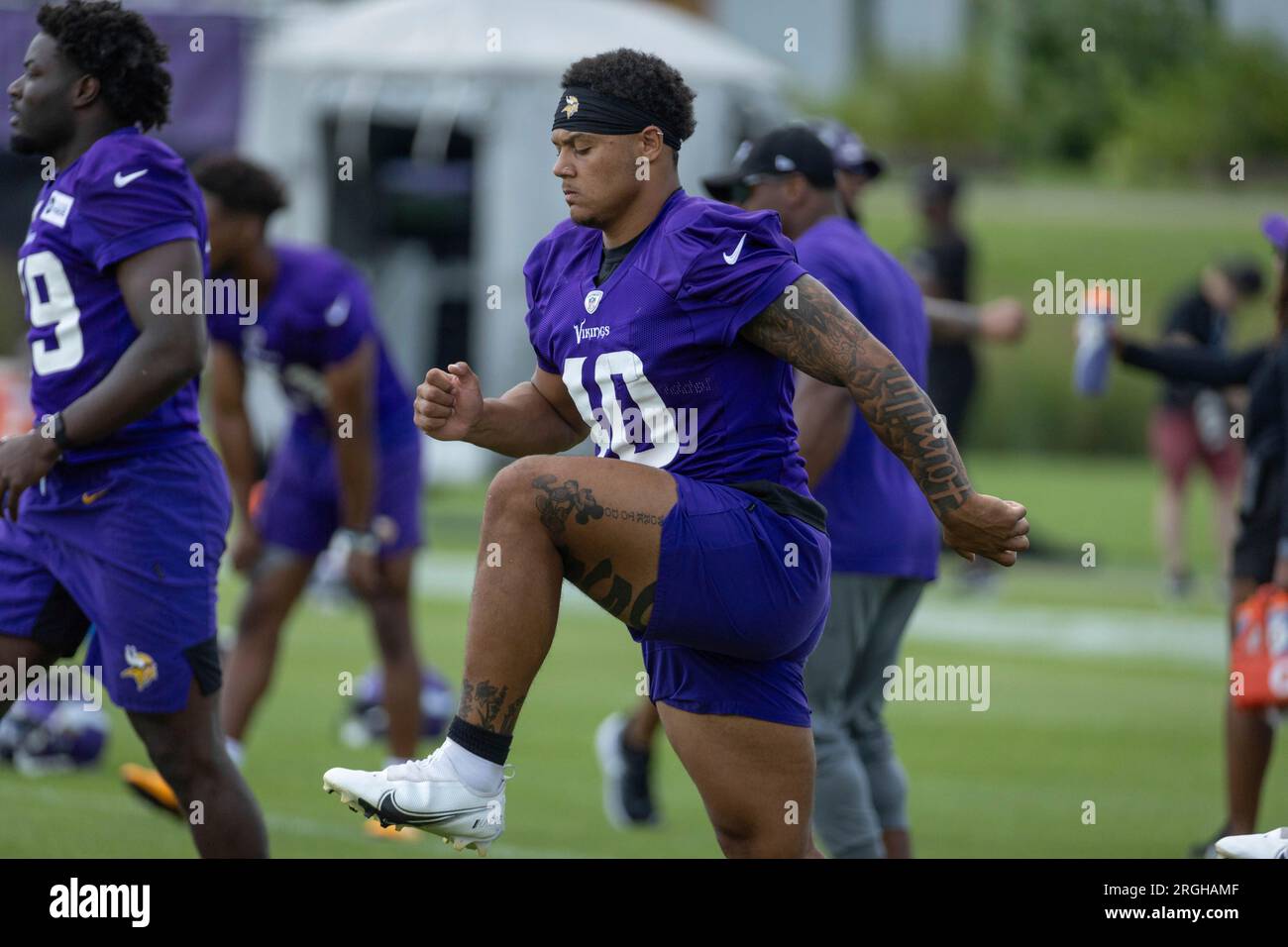 EAGAN, MN - JULY 31: Minnesota Vikings linebacker Ivan Pace Jr. (40) warms  up during Minnesota