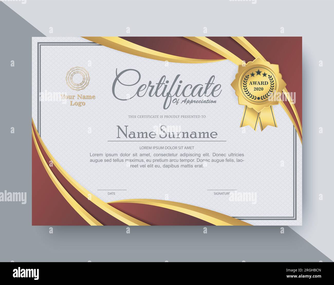 Certificate template with luxury and elegant and of line ornament textured  on landscape background, diploma, Vector illustration 8687700 Vector Art at  Vecteezy