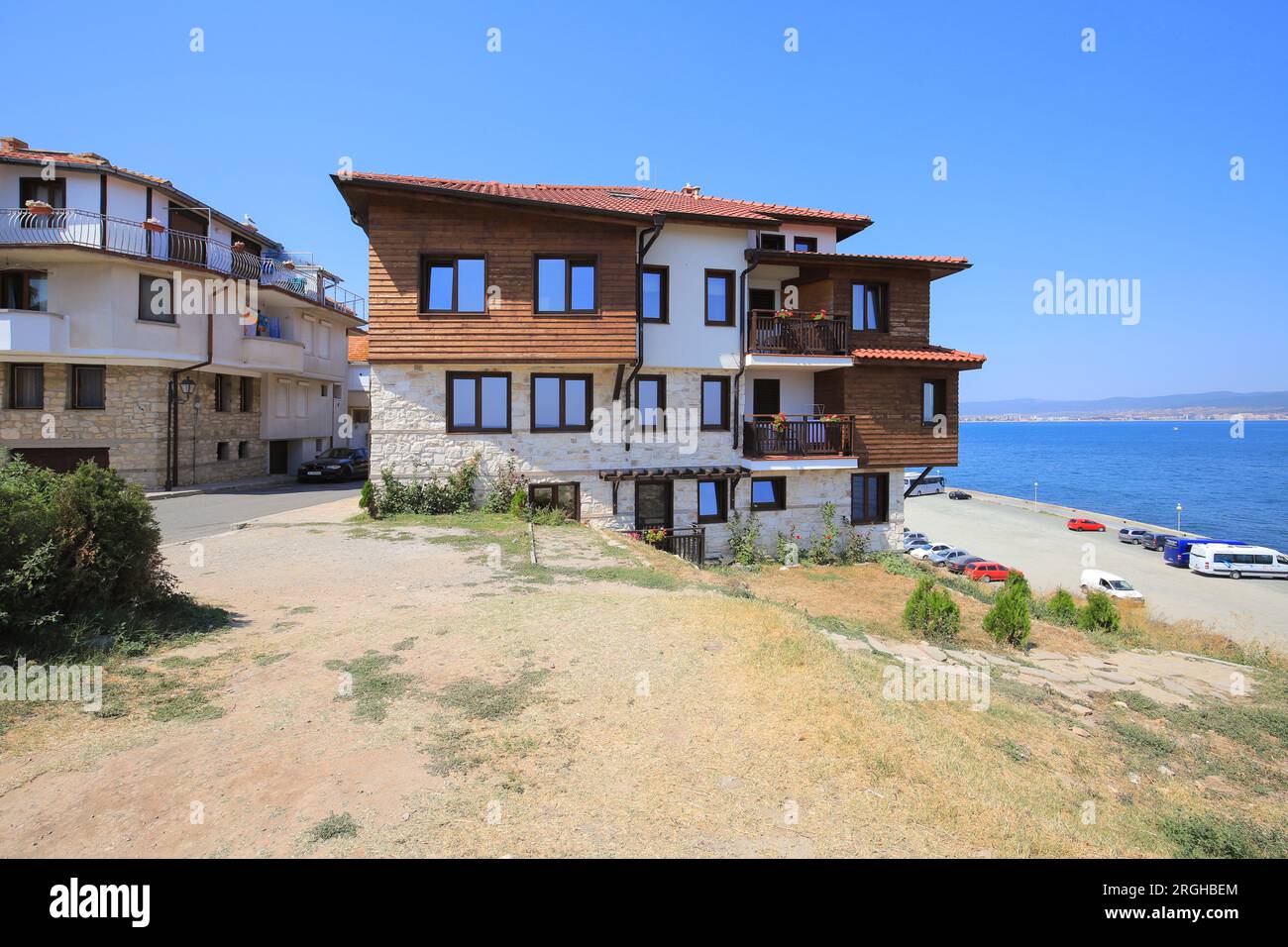Vintage house on the coast in Nessebar Stock Photo