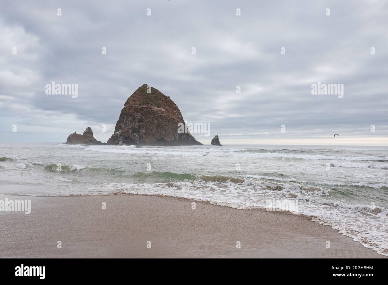 Cannon Beach Landscape, Oregon USA. Cannon Beach with Dramatic clouds