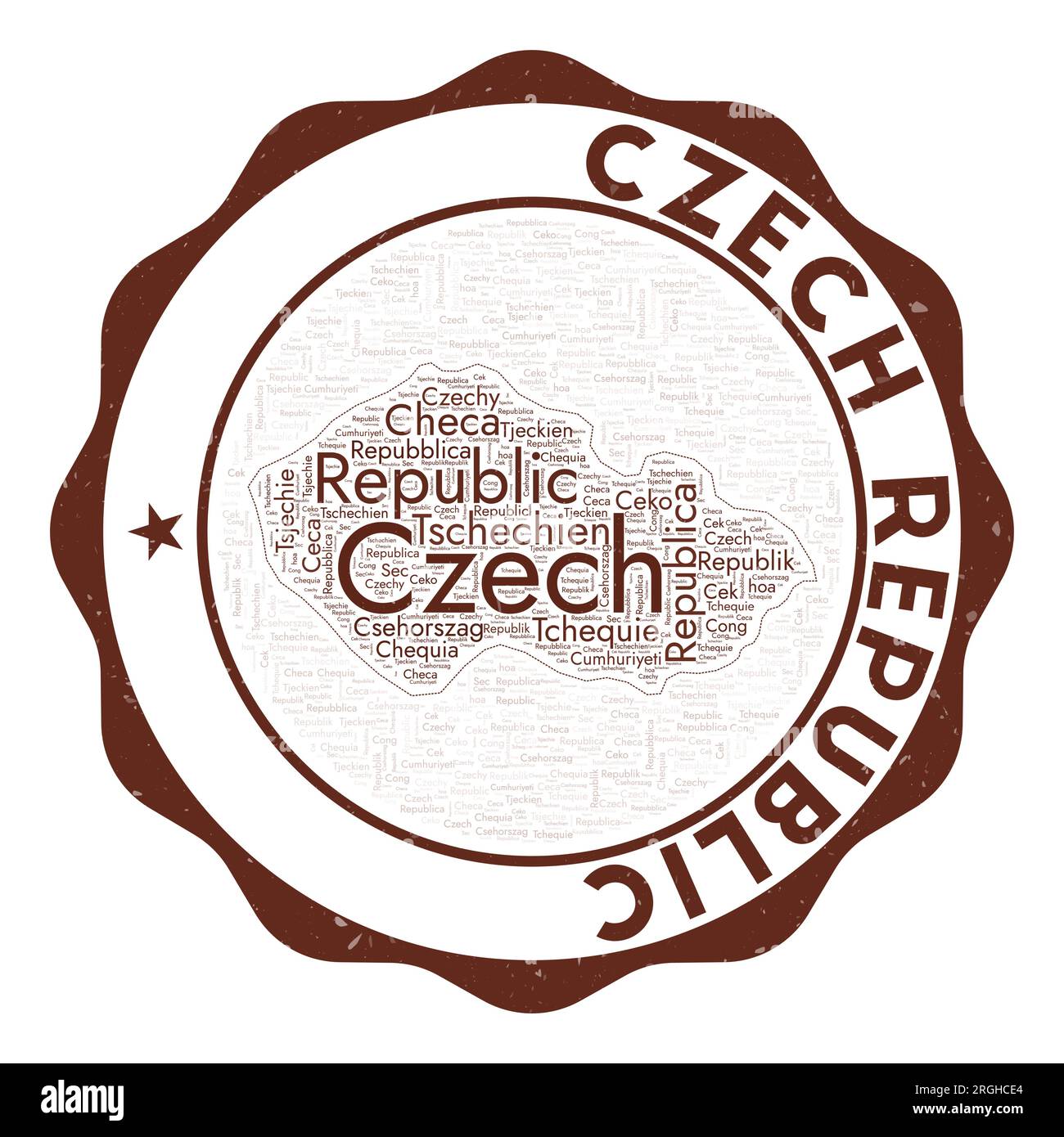 Czech Republic logo. Awesome country badge with word cloud in shape of Czech Republic. Round emblem with country name. Authentic vector illustration. Stock Vector