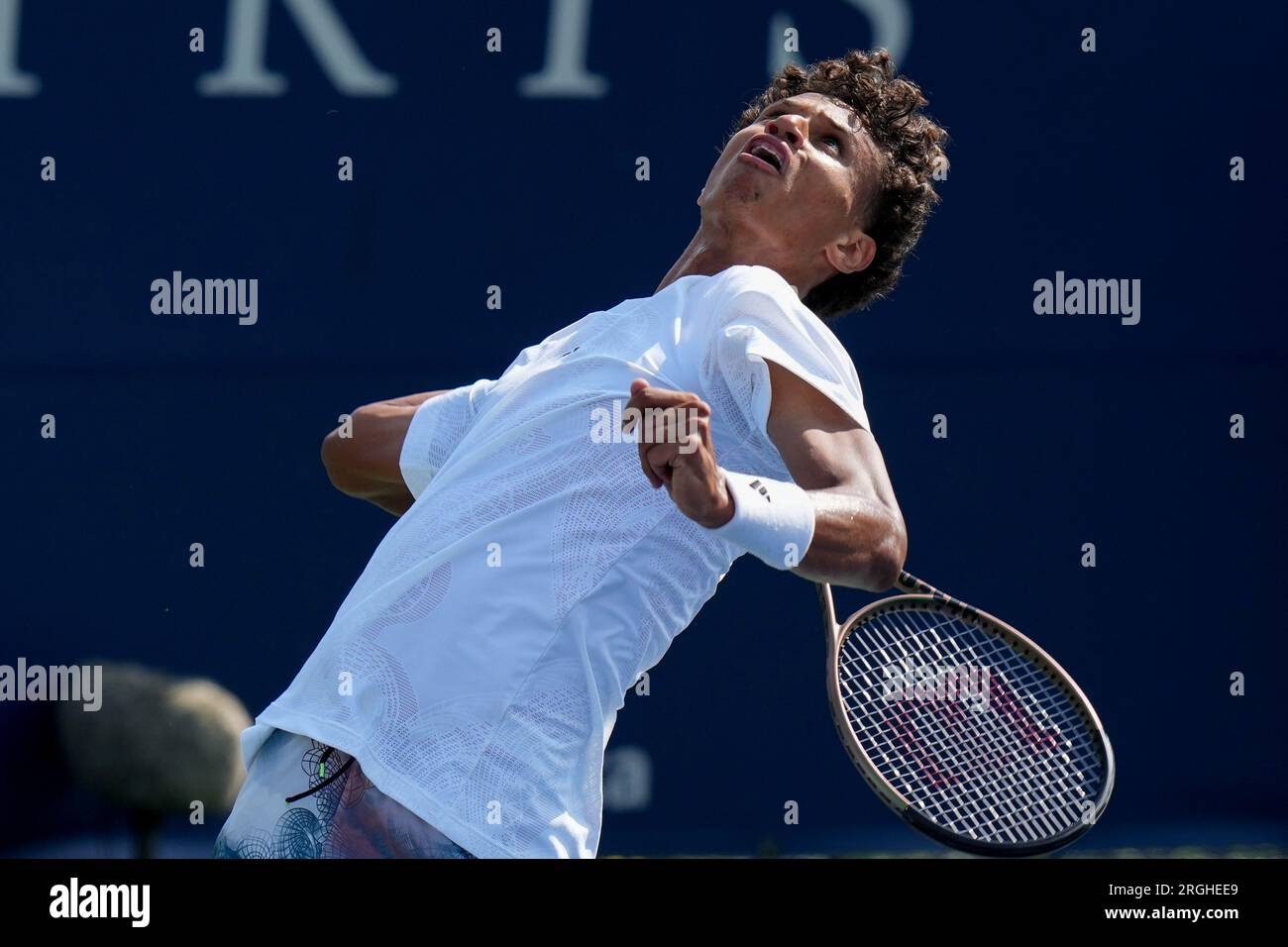 Toronto, Can. 09th Aug, 2023. Canada's Gabriel Diallo serves to