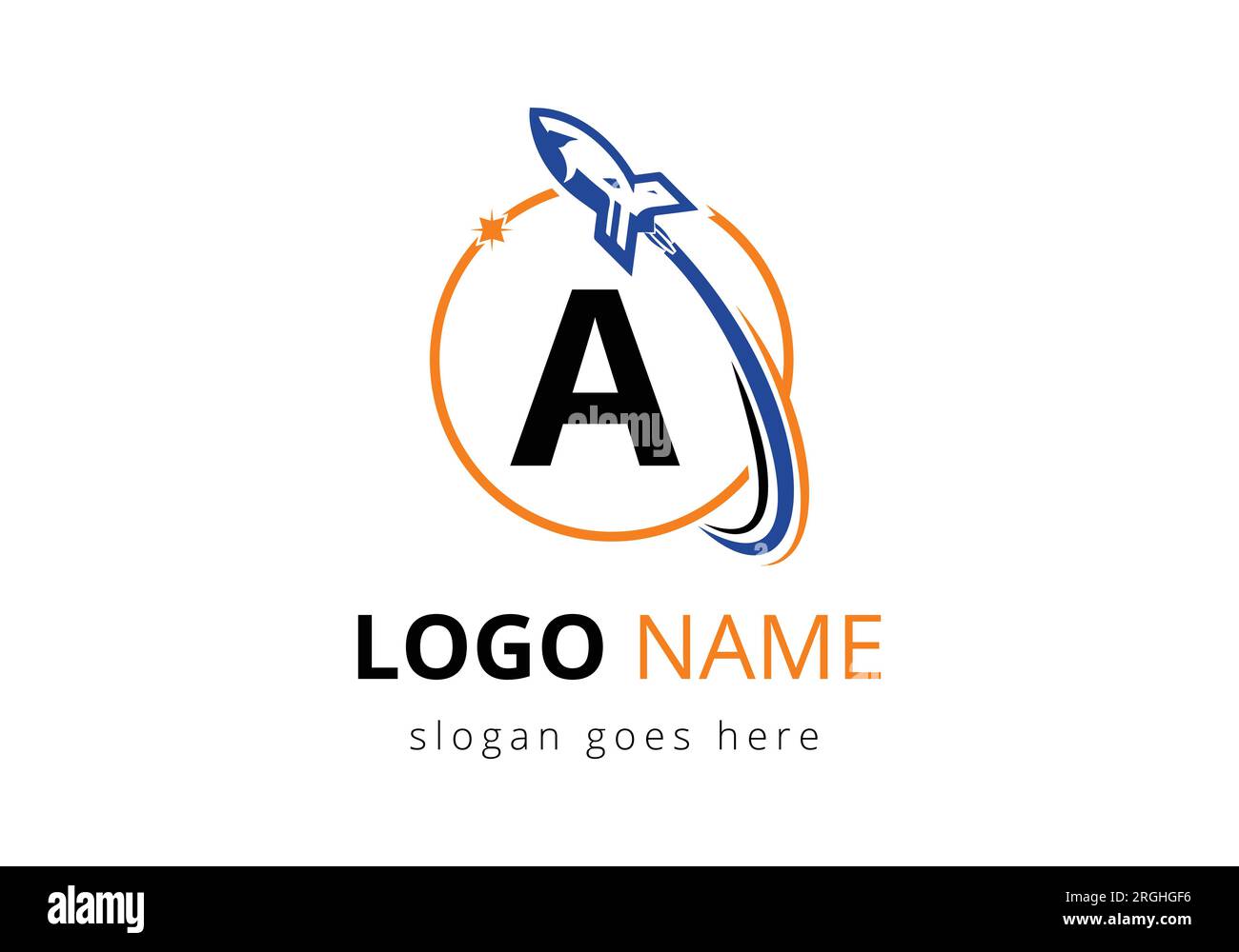 Initial A monogram letter alphabet with a Rocket logo design. Rocket icon. Font emblem. Modern vector logotype Template Stock Vector