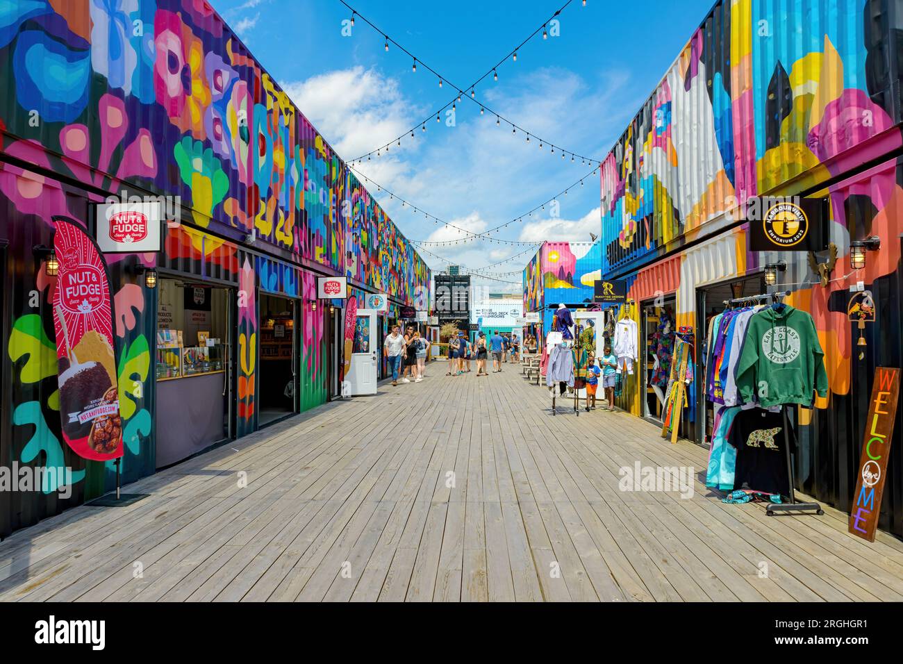 Saint John, NB, Canada July 29, 2023 People and colorful shops
